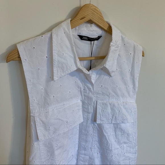 NWT Zara Eyelet Cutwork Embroidery Romper in White, Size M - Picture 6 of 14